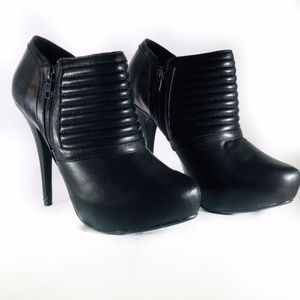 Paprika Black Side Zip High Heeled Booties